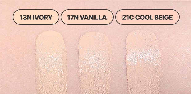 13N IVORY, 17N VANILLA, 21C COOL BEIGE