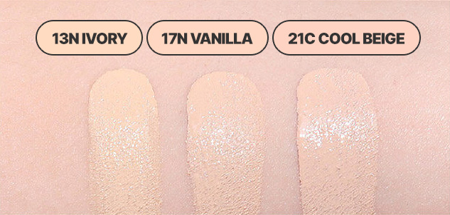 13N IVORY, 17N VANILLA, 21C COOL BEIGE