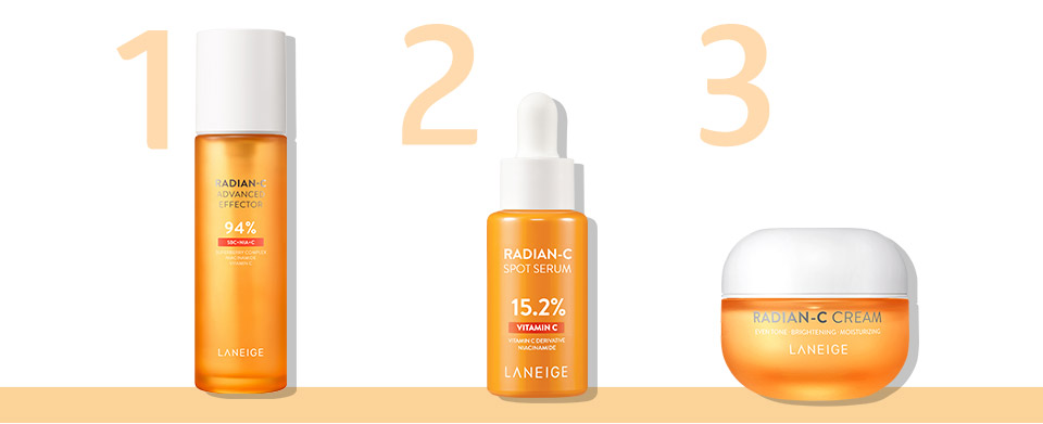 1.Radian-C Advanced Effector 2.Radian-C Cream 3.Radian-C Spot Serum